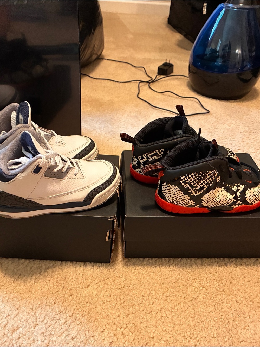 Kids Basketball Sneakers - White & Black with Red Accent